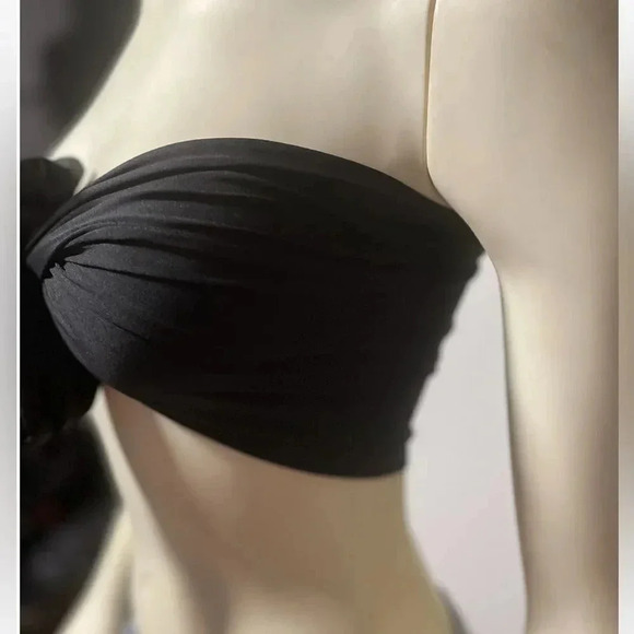 FRONT TIE BANDEAU TOP IN BLACK VERSATILE TOP 6.5”x28.5” - Picture 6 of 10